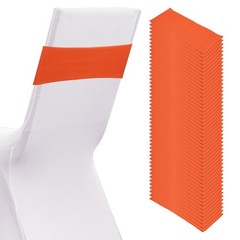 50 Pcs Spandex Chair Sashes Bows with Slider Buckle, Orange Red