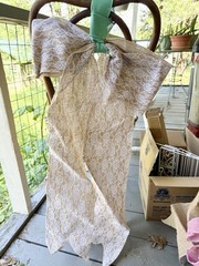 Large Lace & Burlap Floral Bow Hanging Decoration for Wedding, Reusable 12 pc