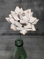 Handmade Paper Flower on stem (Gray Pattern No.6) for Wedding, St. Valentine’s