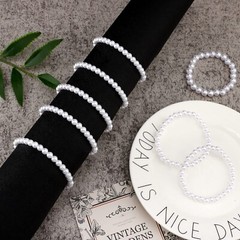 Elastic Pearl Bracelets for Women Wedding Stretch Faux Pearl Wrist Bands Whit…