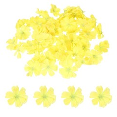 100Pcs Fake Silk Flower Heads Artificial Cherry Blossom Wedding Yellow
