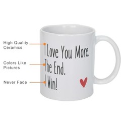 Funny Coffee Mug I Love You More The End I Win, Romantic Couple Cup Lover Mug