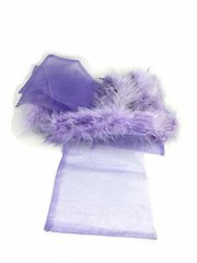 Purple 5×7 Feather Organza Drawstring Pouch | Jewelry Gift Favor Bags 12 pcs