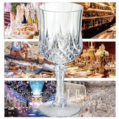 7OZ Plastic Wine Glasses, 24Pcs Reusable Drinking Cups Vintage 24 PCS Clear