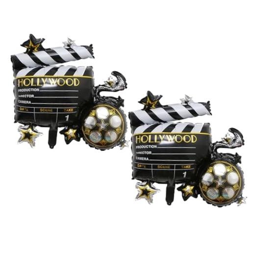2 Pcs Cine Camera Mylar Foil Balloons Movie Night Balloons for Birthday Party