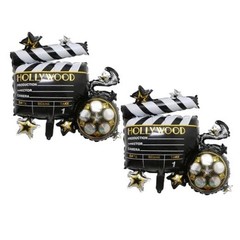 2 Pcs Cine Camera Mylar Foil Balloons Movie Night Balloons for Birthday Party