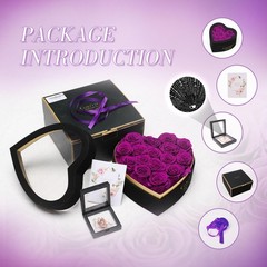 Preserved Roses Flowers for Delivery 16 Pcs, Mothers 16 Roses, Purple