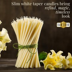 Danilovo Thin Taper Beeswax Candles – Honey-Scented, Decorative 5.9 in, White