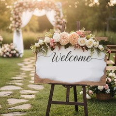 Weather Resistant Faux Floral Wedding Arch Sign Decor Ceremony Backdrop
