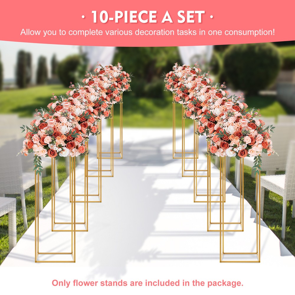 10x 31.5 in Tall Gold Metal Flower Stand for Wedding Table Centerpieces Decor