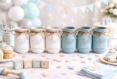 Set of 6 chalk painted distressed mason jar vases…mix & match colors!