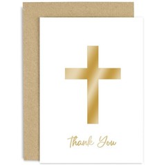 Religious Thank You Cards – Gold Foil Cross Christian Thank You Card – Baptis…