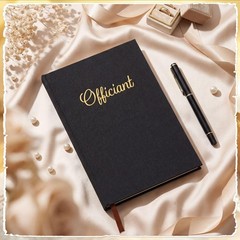 Engrowtic Black Wedding Officiant Book with Ink Pen 5.25 x 8.25