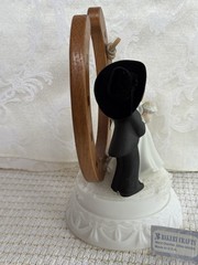 Western Wedding Cake Topper Groom In Cowboy Hat Bride w Lucky Horseshoe