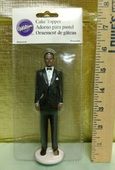 Wedding Cake Topper Classic African American Groom Black Suit Figure Decoration
