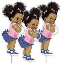 Pink Denim Jeans Baby Girl Centerpieces, Jeans Party Baby Shower Decor