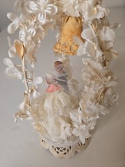 Vintage 1950s Wedding Cake Topper Bride Groom Bell Flower Arch