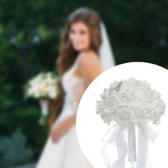 Wedding Bridal Bouquet Artificial Flowers Hand Flower Pearl Bow Flower for Party