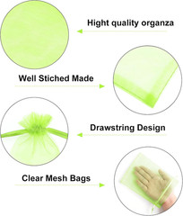 25PCS Drawsring Organza Bags 5×7 inches – Light Green Organza Gift Bag, Sheer Me