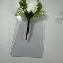 Corsage and Boutonniere Set Cream Ivory Roses Baby’s Breath Greenery Handmade