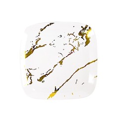 10 WHITE GOLD Square Metallic Marble Plastic Salad DINNER PLATES Party Tableware