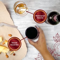 (20 Pack Disposable Wine Glasses 12 oz | Stemless Plastic Wine Glasses for