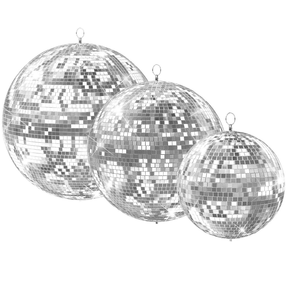 2/3 Pcs Large Disco Ball Mirror Big Hanging Glass for Party Events Wedding