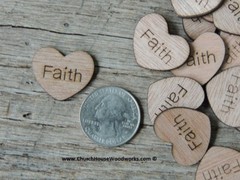 100 qty 1″ FAITH Wood Hearts Table Confetti Wooden Wedding Decor Embellishment
