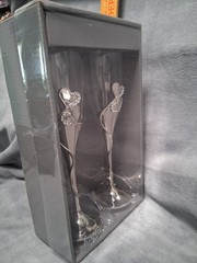 Wedding Champagne toasting Flutes His and Hers New In Box Set of 2 Silver
