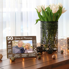 50Th Wedding Anniversary Picture Frame, 50 Years of Marriage Gifts for Wife Husb