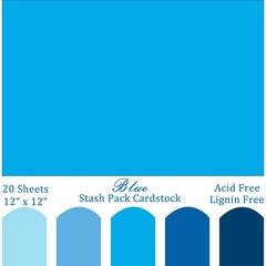 Blues Cardstock Art Paper 20 Sheets 12 x 12 Craft Cover Stock Stash Pack- Ass…