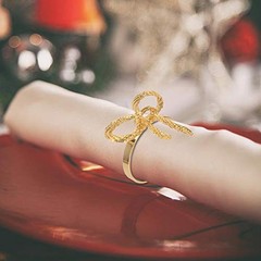 Pack of Napkin Rings Alloy Hollow Out Flower Napkin Holder Dinning 18 gold