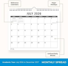 Blue Sky 2026-2027 18 Month Large Print Monthly Academic Year Wall Calendar, Jul