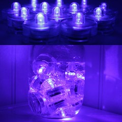 PURPLE ~ 24 Pack Submersible Waterproof Battery LED Tea Light ~ Wedding Decorati