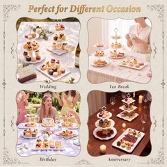 10 Pcs Cupcake Stand,Dessert Table Display Set with Gold Rim,3 x Three White