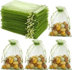 Versatile Olive Green Organza Bags – 100Pcs 4×4.72” for Jewelry & Gifts