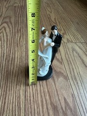 STUDIO HIS AND HERS WEDDING CAKE TOPPER BLACK AND WHITE 7″ TALL
