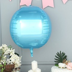 2 BLUE 18″ wide 4D Round Orbs Balls Mylar Foil Balloons Wedding Decorations