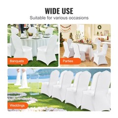 150PCS White Stretch Spandex Folding Chair Covers for Wedding Party Dining