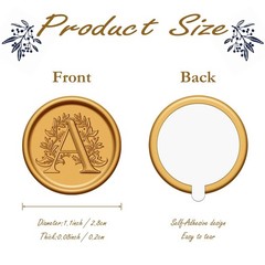 Wax Seal Stickers A, 50Pcs Gold Wax Seal Stickers Self Adhesive Letter Wax St…