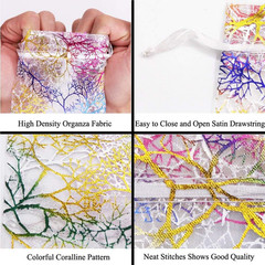 100Pcs 4X6Inch Mixed Color Coralline Organza Gift Bags, Wedding Favor Party Jewe