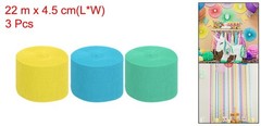 3Roll 1.8″x72FT Crepe Paper Streamers Decorations Light Blue/Mint Green/Yellow