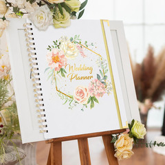 Floral Wedding Planner Book with Organizer, 5 Tabs, Hardcover, 9″ X 11.9