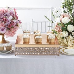 GOLD METAL 16″ wide Cake Stand with Crystal Beads Party Wedding Reception SALE