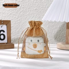 10PCS Drawstring Pouch Bags Imitated Burlap Hessian Wedding Favor Gift Cand Bag