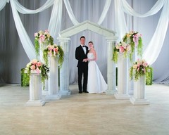 Fun Express 3 ft Marble-Look Fluted Cardboard Columns, 2 Piece Set, White
