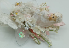 Vintage Handmade Wedding Corsage Composition Bride Lace Hearts Dove Millinery