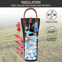 Wine Bag Single Bottle Carrier Tote, Insulated Travel Wine Cooler Bag for Pic…