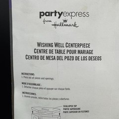 Party Express Hallmark Wishing Well Centerpiece Weddings Bridal Showers USA made