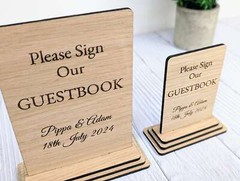 Personalised ‘Please Sign Our Guestbook’ Wooden Sign – Eco-Friendly